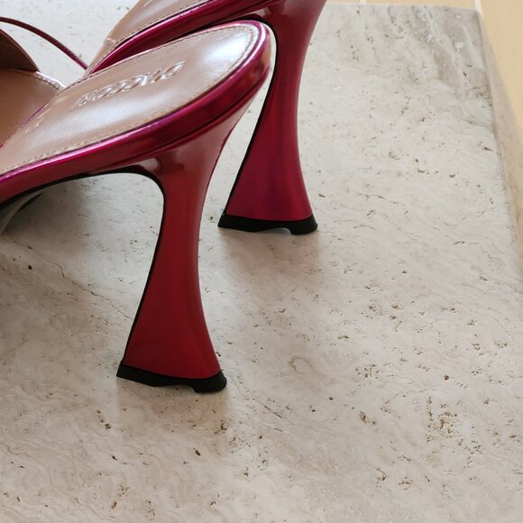 D'accori fuchsia holographic patent leather mule sandals sz 39.5 - Picture 5 of 13